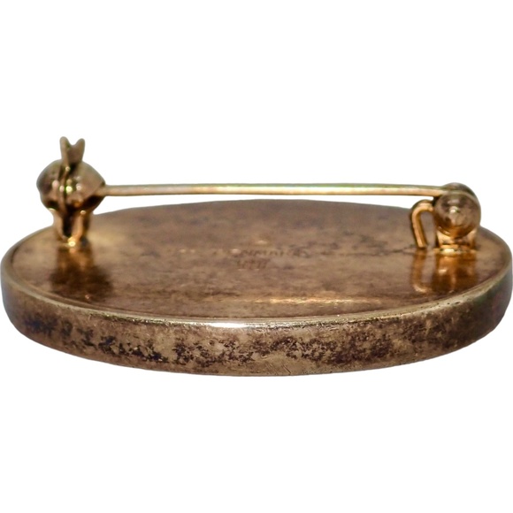 Hans Hansen Signed Denmark 985 GOLD 14K Enamel Flower Brooch Pin Golden 13 grams - Picture 13 of 15